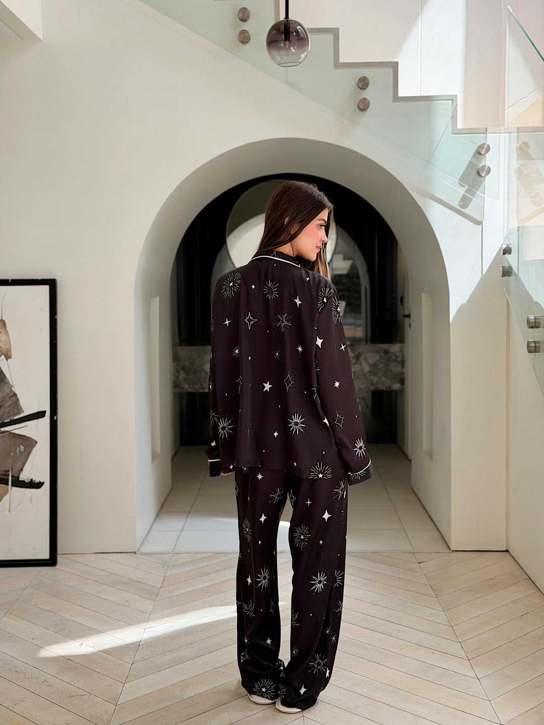 Self love cotton/ Midnight stars in black pajama only