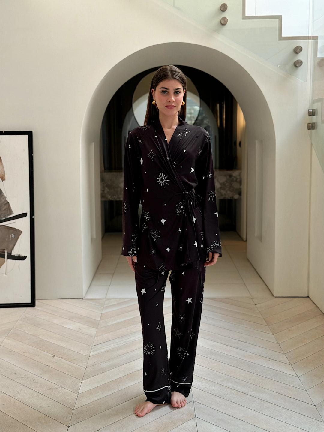Self love cotton/ Midnight stars in black pajama only