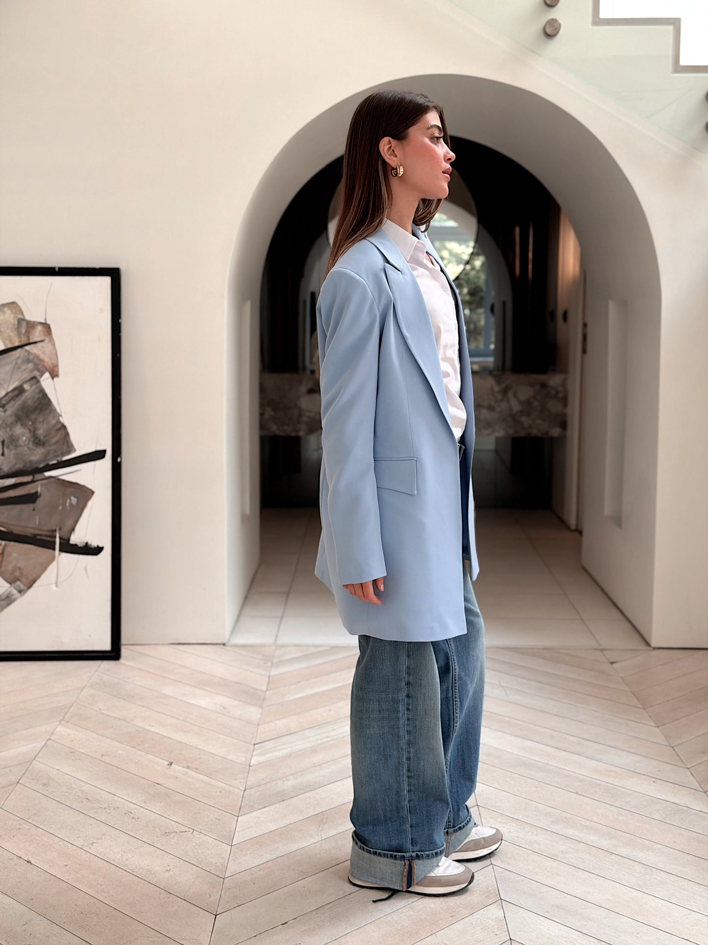 Slim fit sky blue blazer