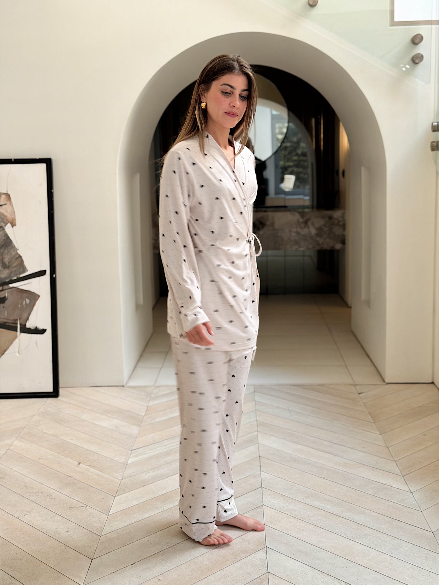 Self love cotton / little heart in Beige pajama only