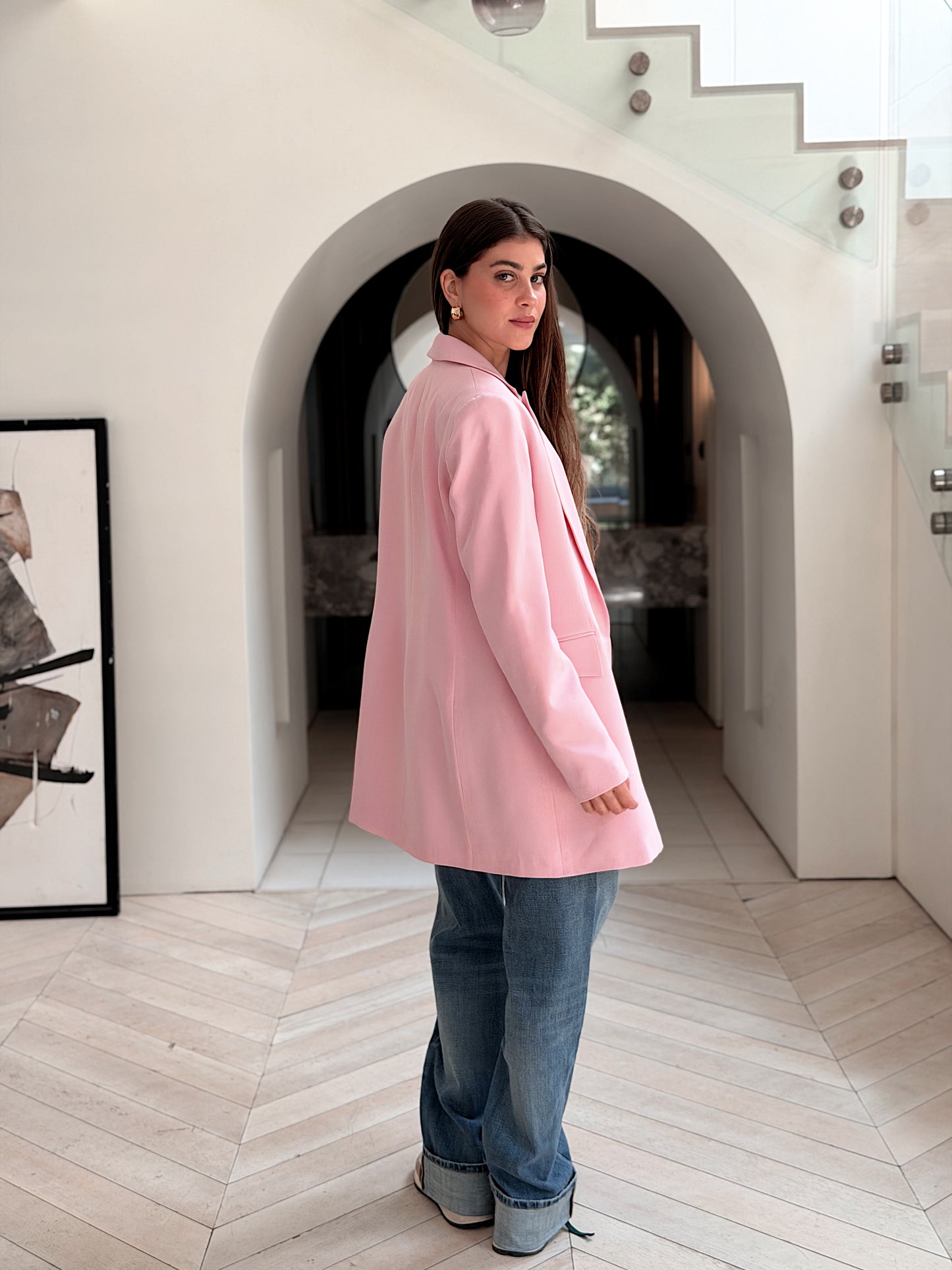 Slim fit pink blazer