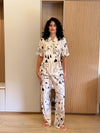 Self love cotton warp-style pajama/ self care in Beige