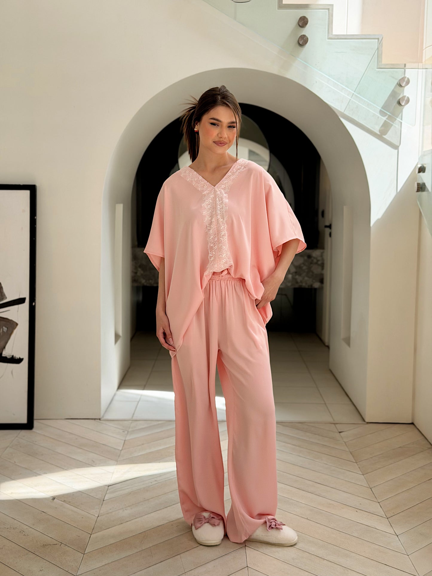 Self love satin/soft breeze in rose pajama only