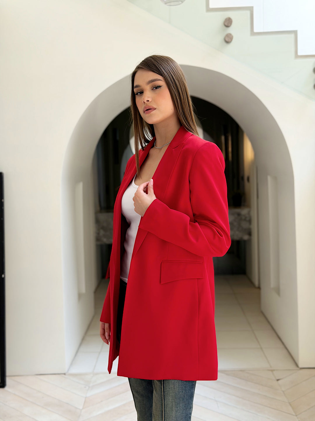 SLIM FIT RED BLAZER