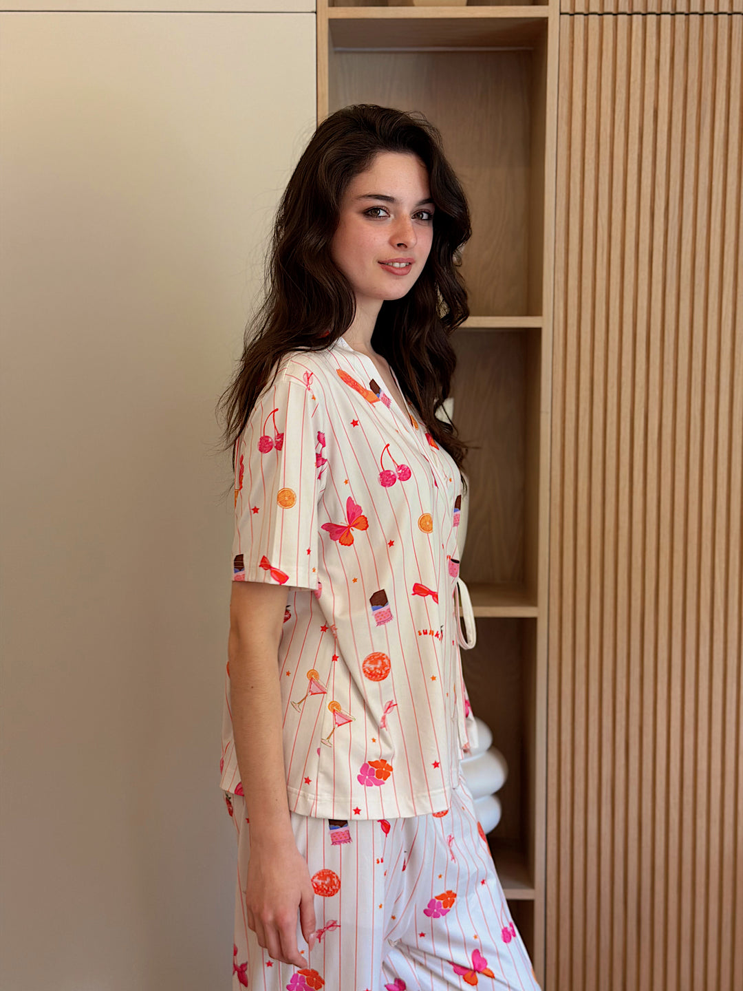 Self love cotton warp-style pajama  /Coffe