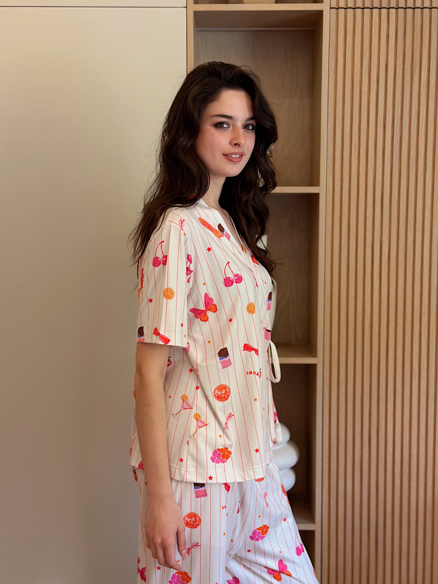 Self love cotton warp-style pajama  /Coffe