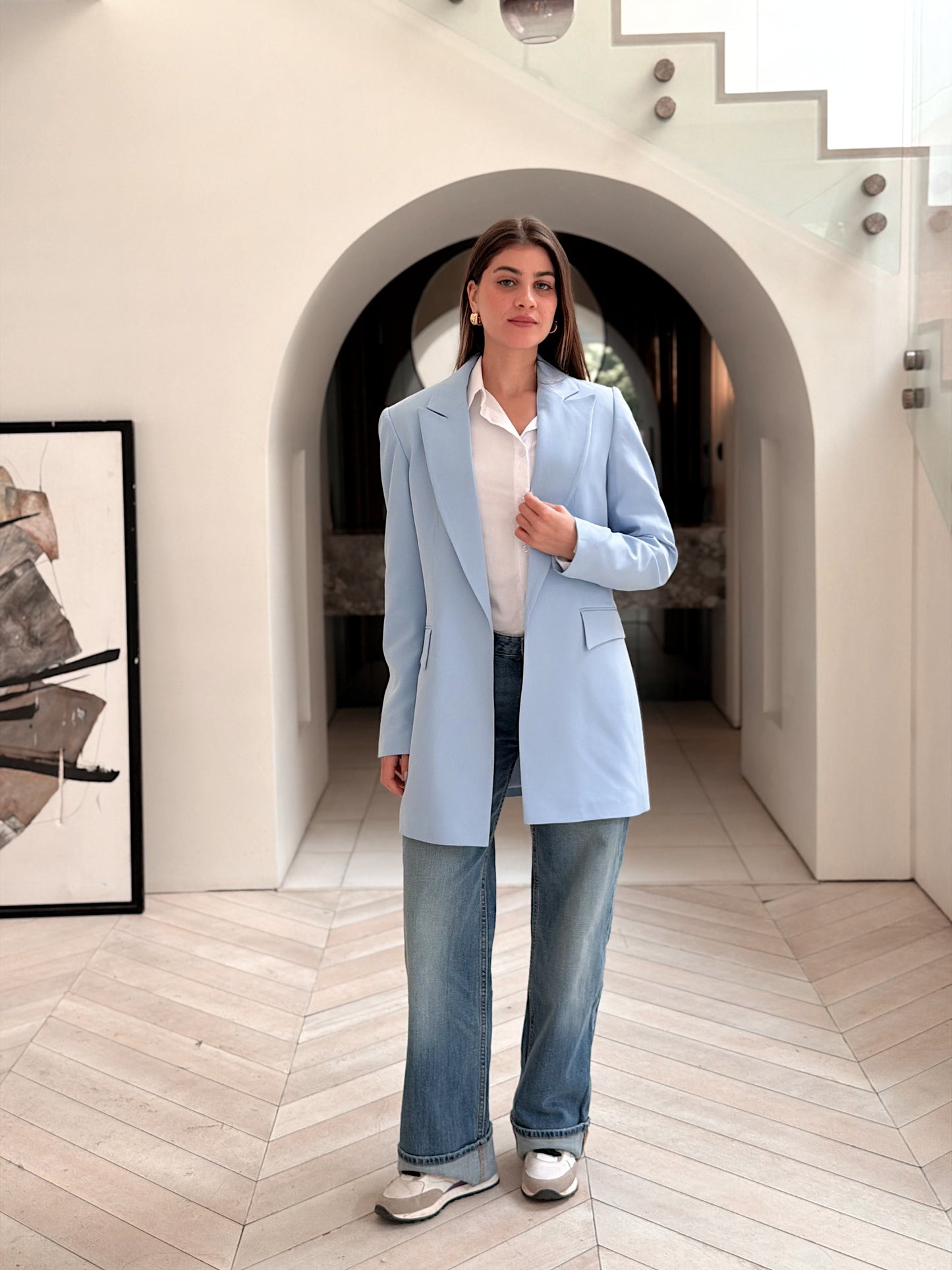 Slim fit sky blue blazer