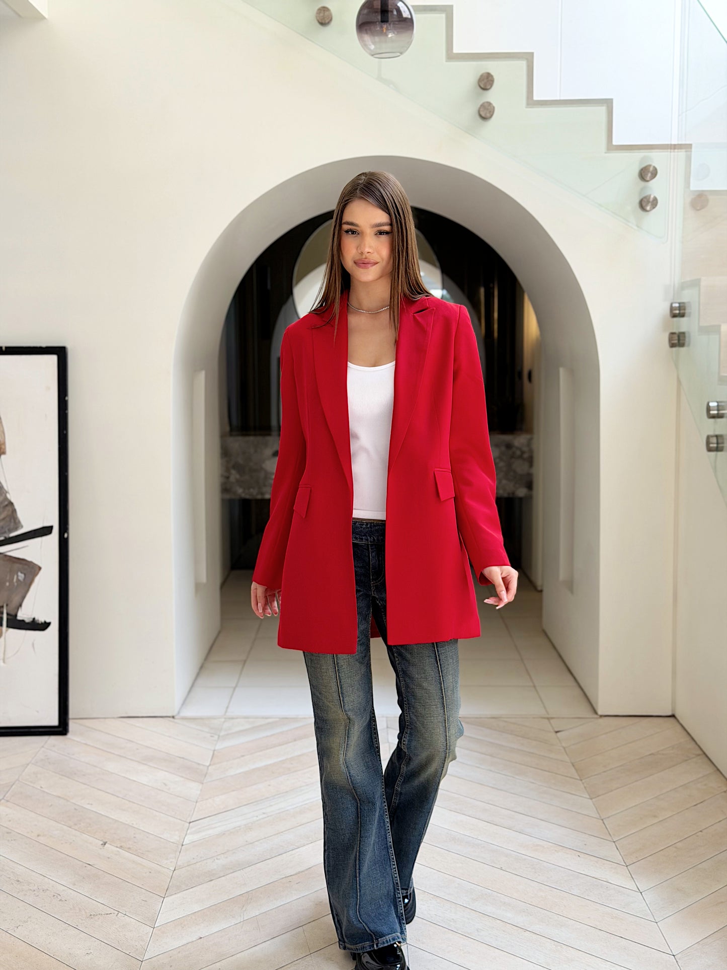 SLIM FIT RED BLAZER