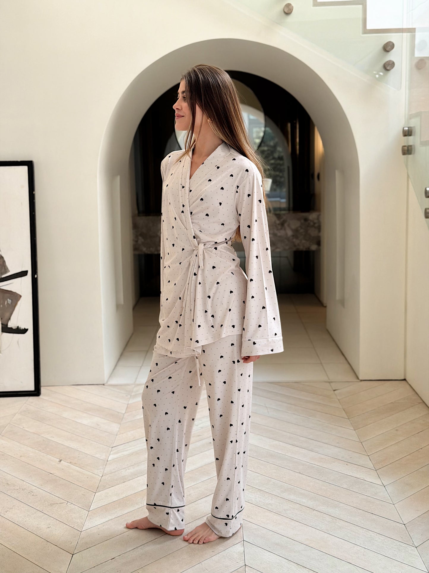 Self love cotton / little heart in Beige pajama only