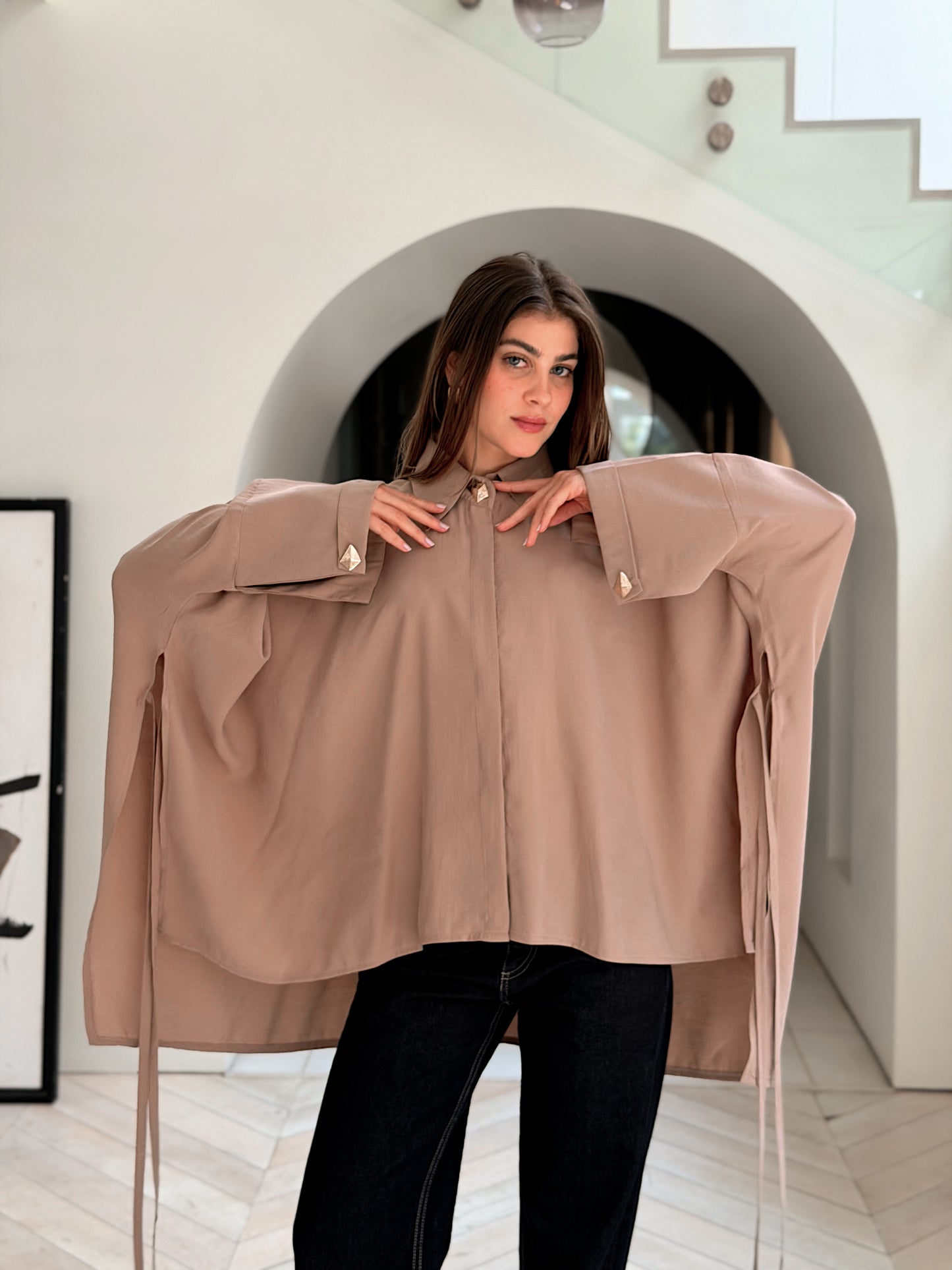 Effortless Flow blouse in Beige