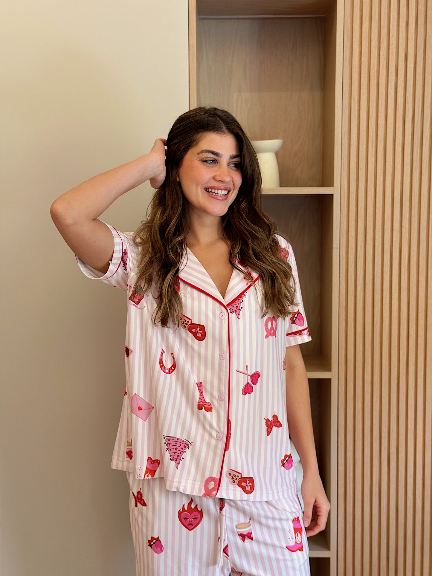 Self love cotton Button -up pajama  /Cup