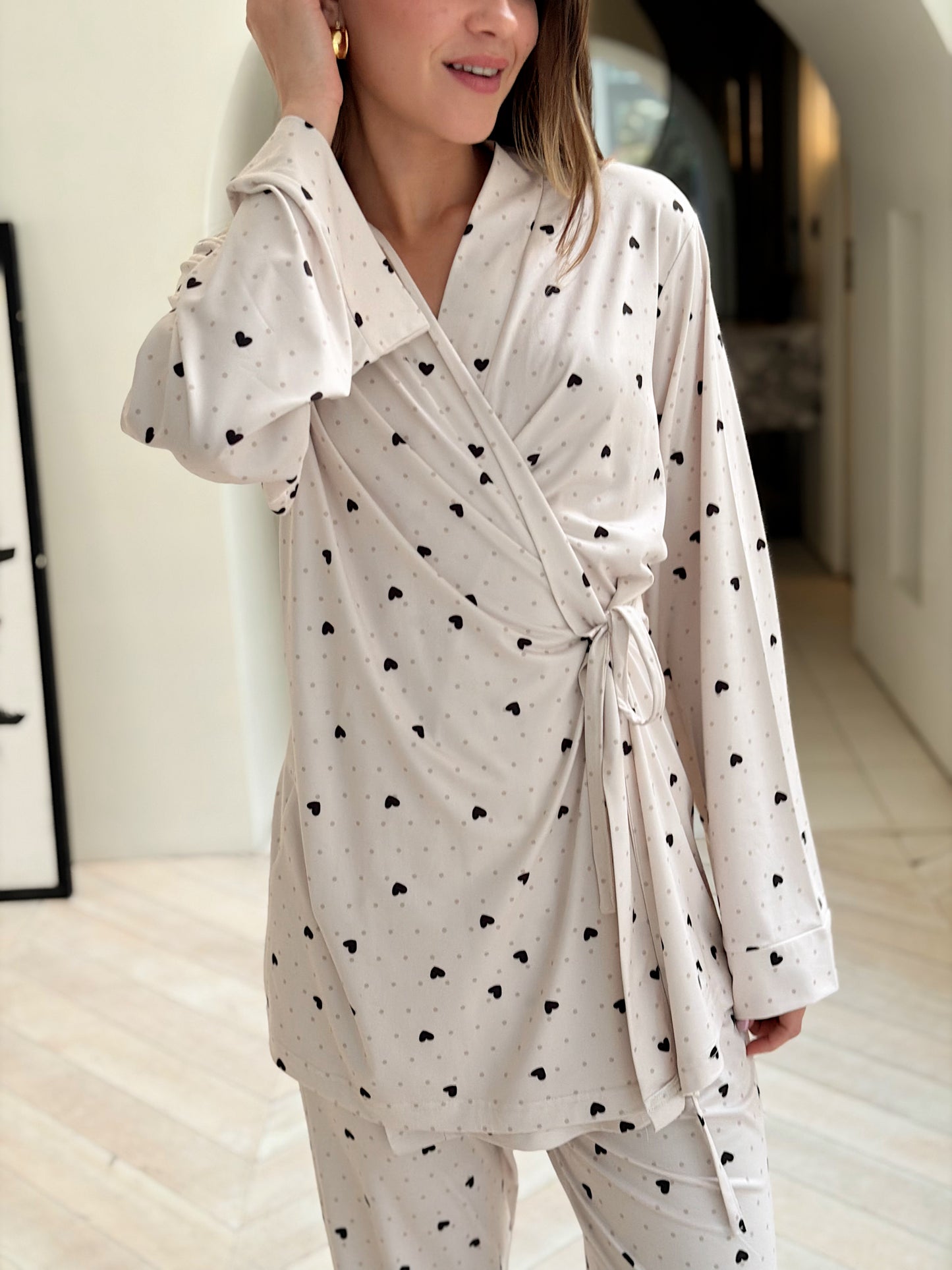 Self love cotton / little heart in Beige pajama only