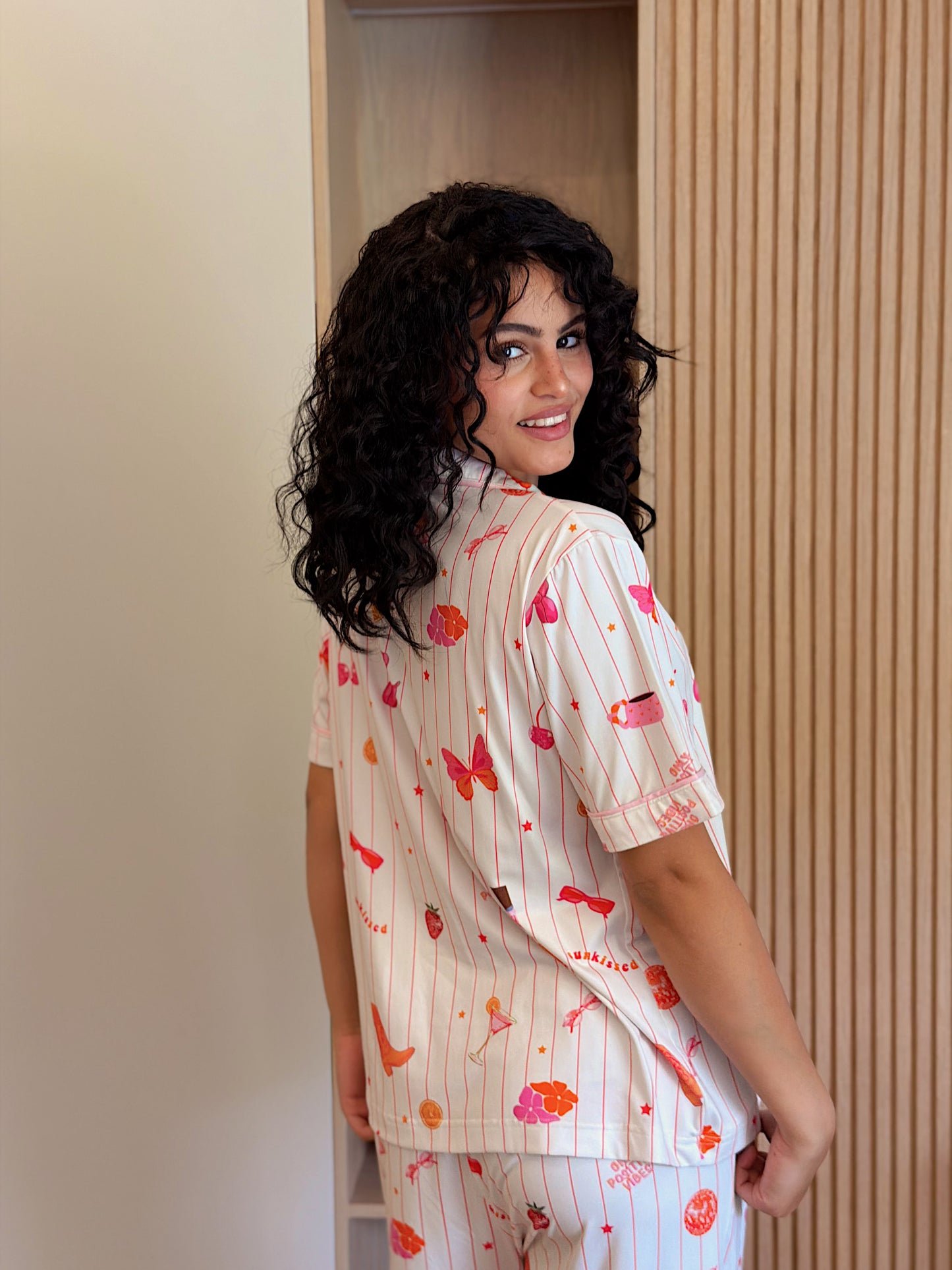 Self love cotton Button -up pajama / coffe