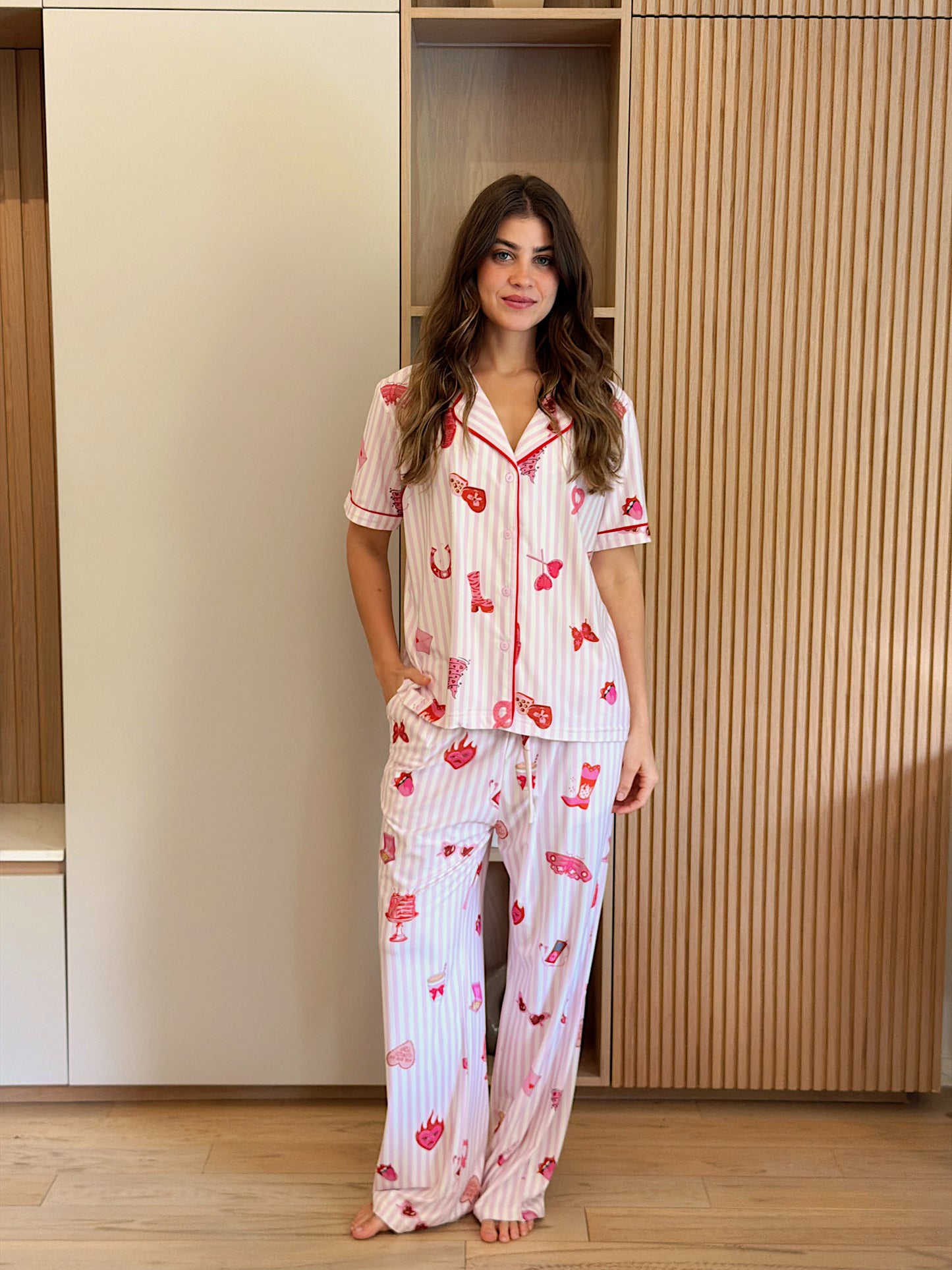 Self love cotton Button -up pajama  /Cup