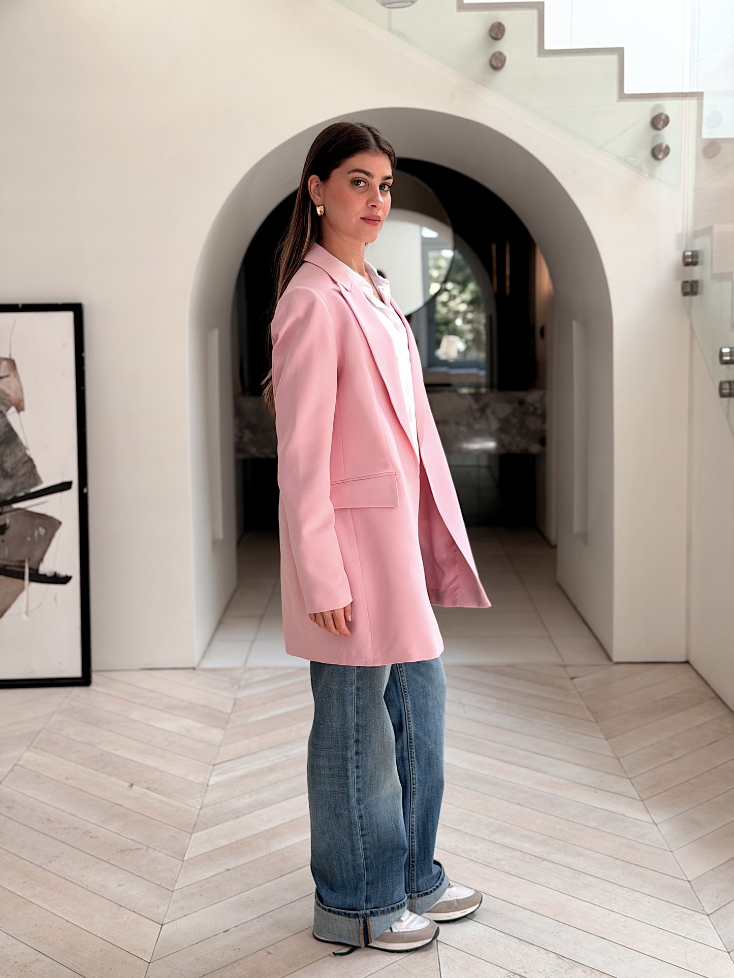 Slim fit pink blazer