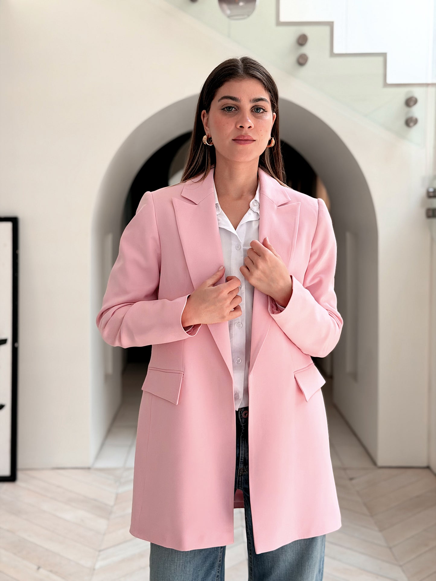 Slim fit pink blazer