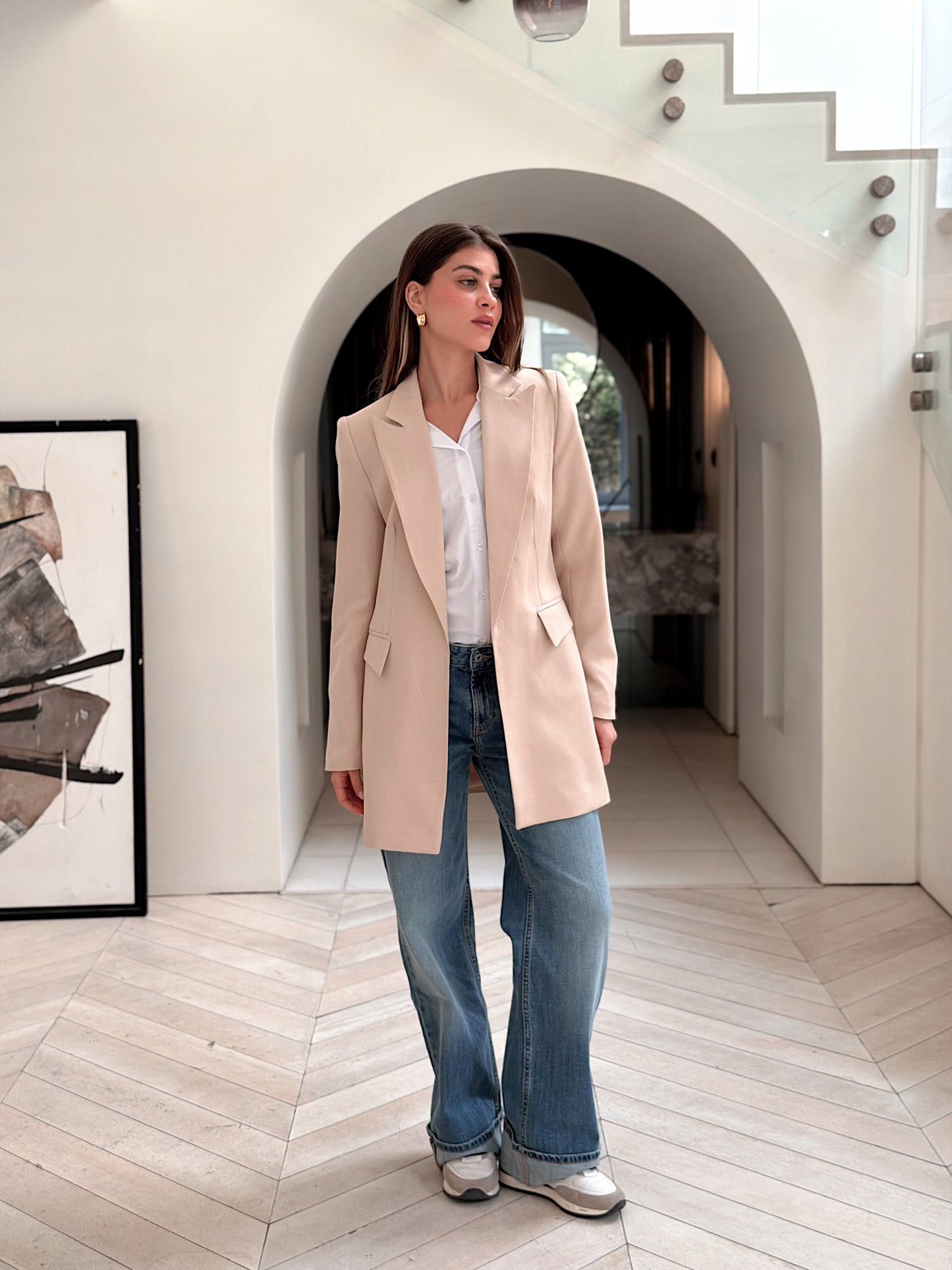 Slim fit blazer beige