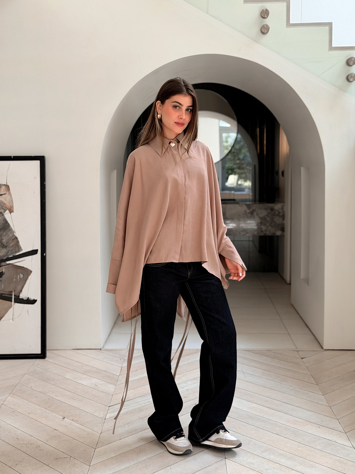 Effortless Flow blouse in Beige