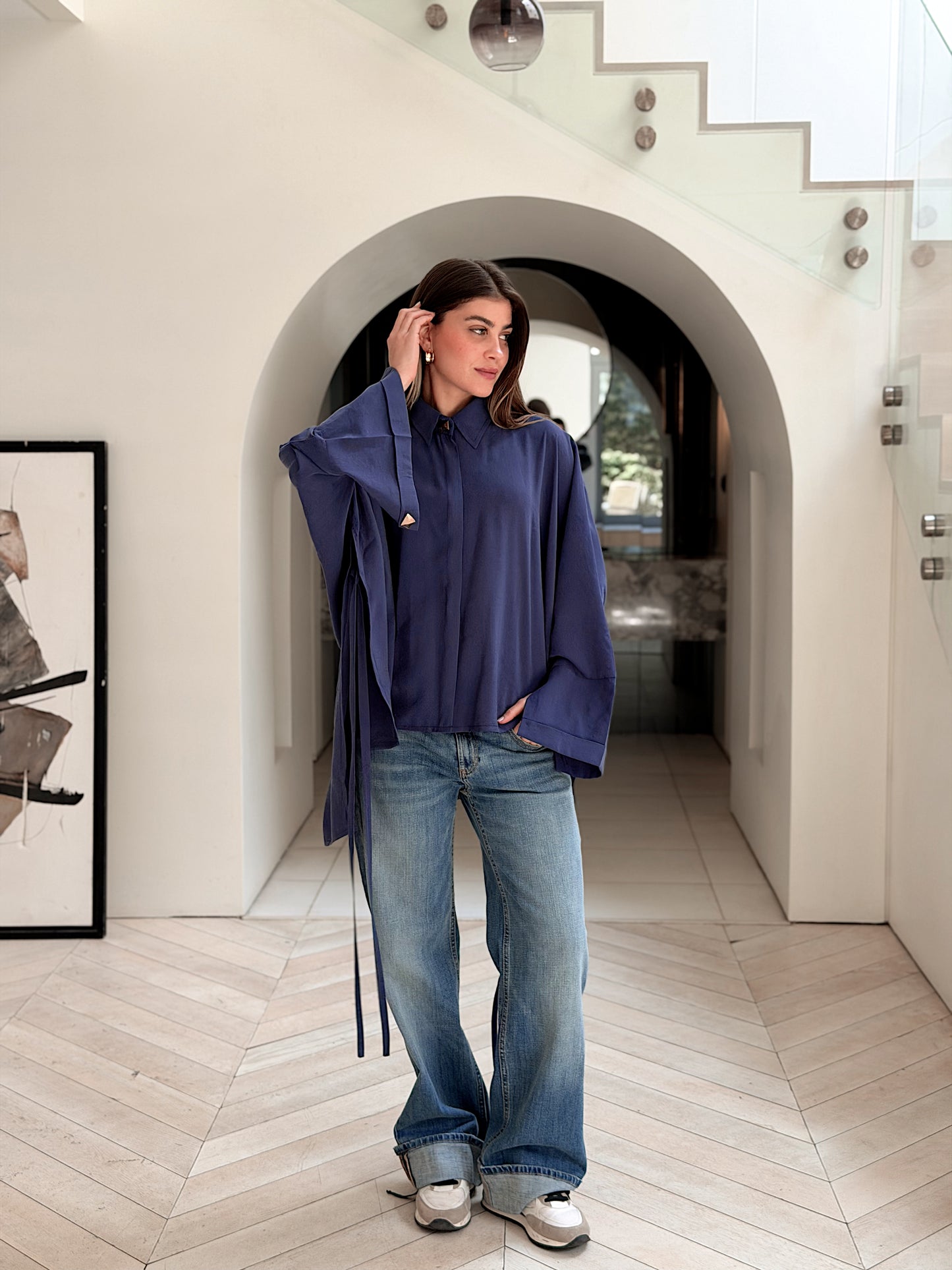 Effortless Flow blouse in Navy blue