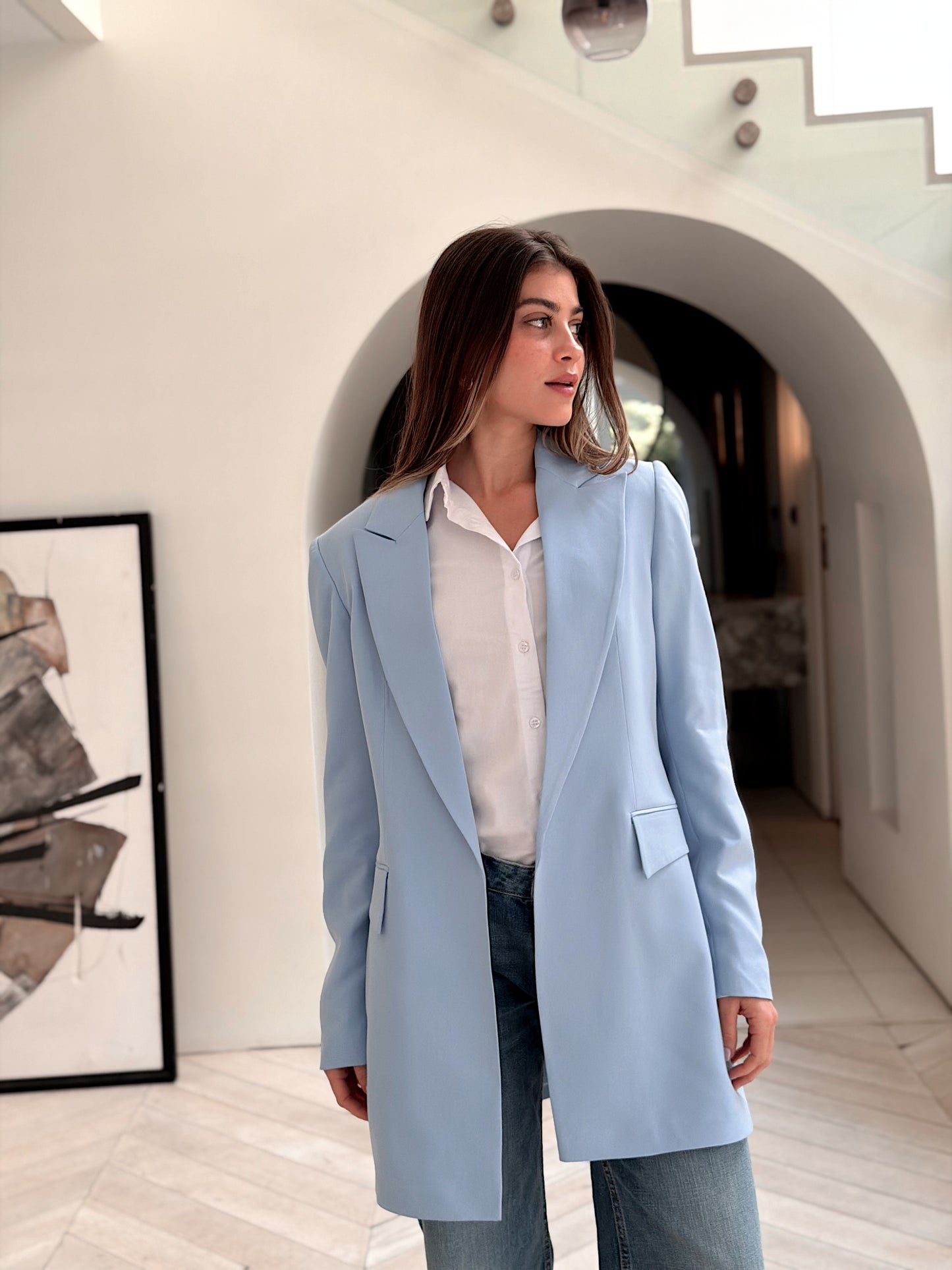 Slim fit sky blue blazer