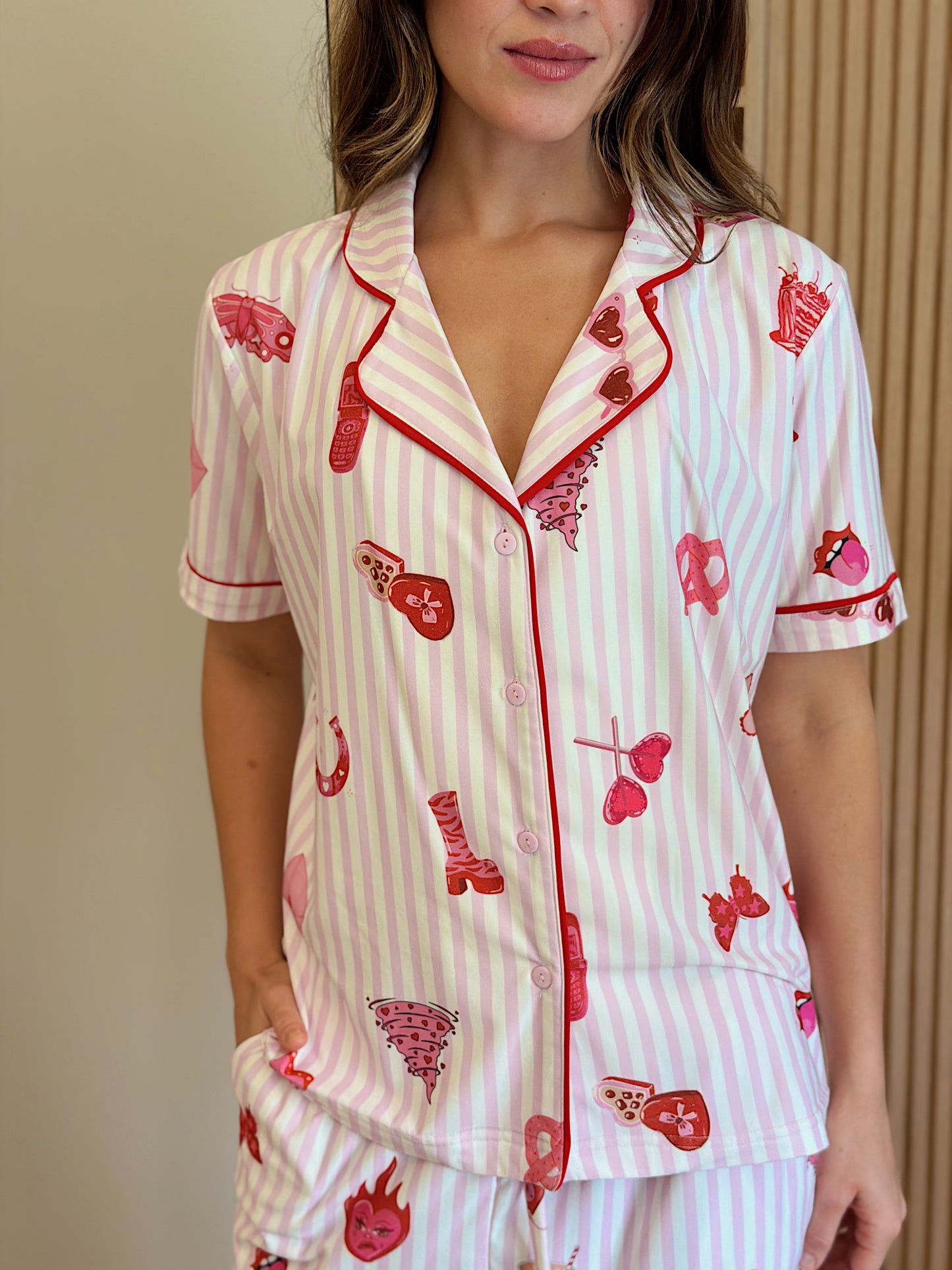 Self love cotton Button -up pajama  /Cup