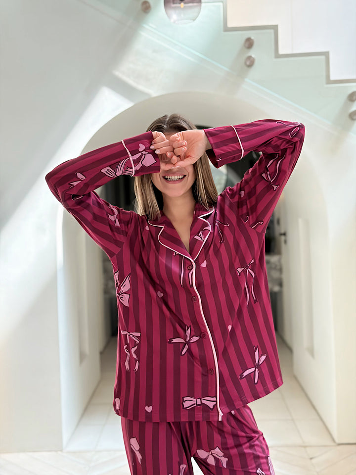 Self love cotton /Berry Bows in Fuchsia