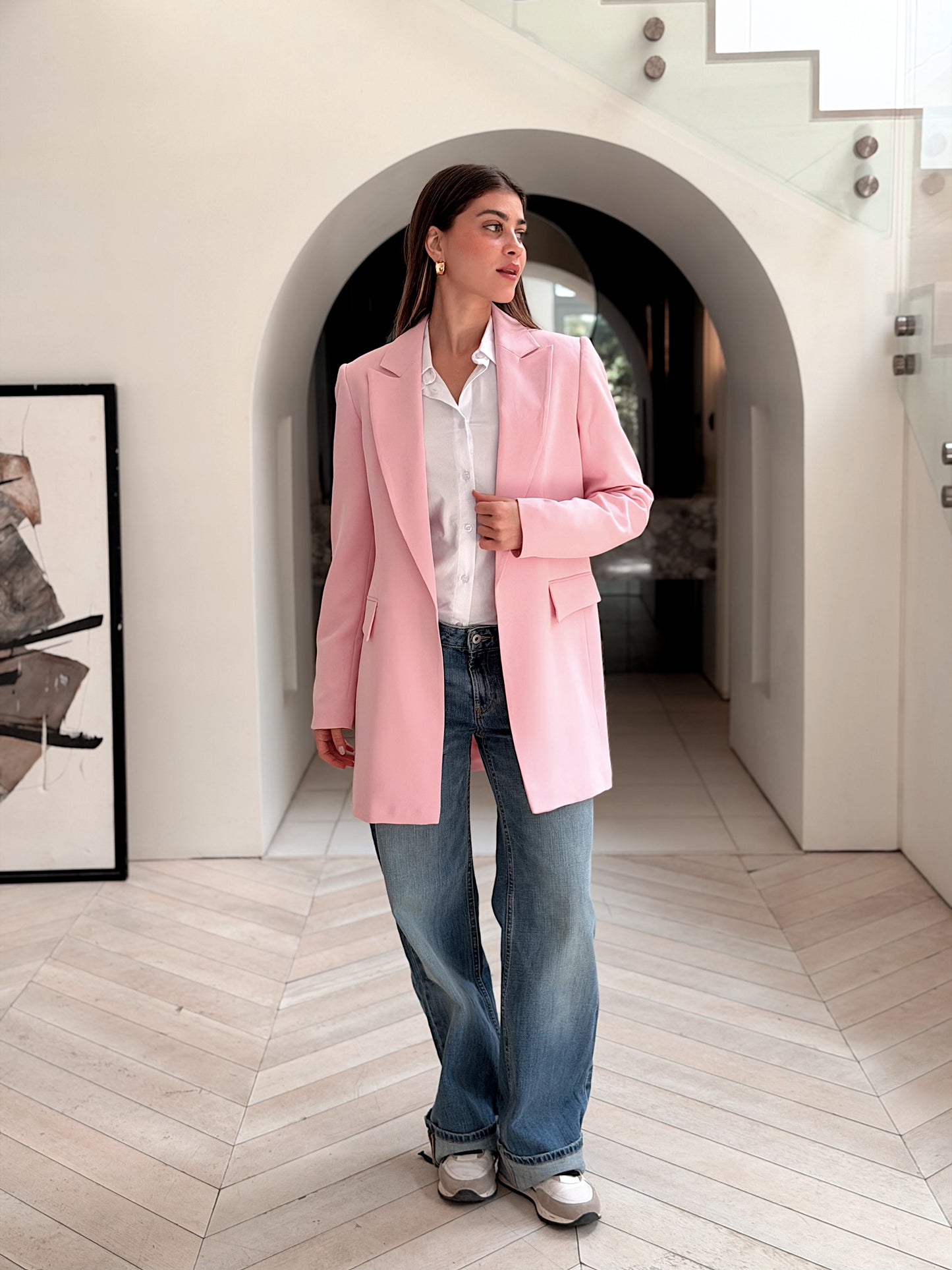 Slim fit pink blazer