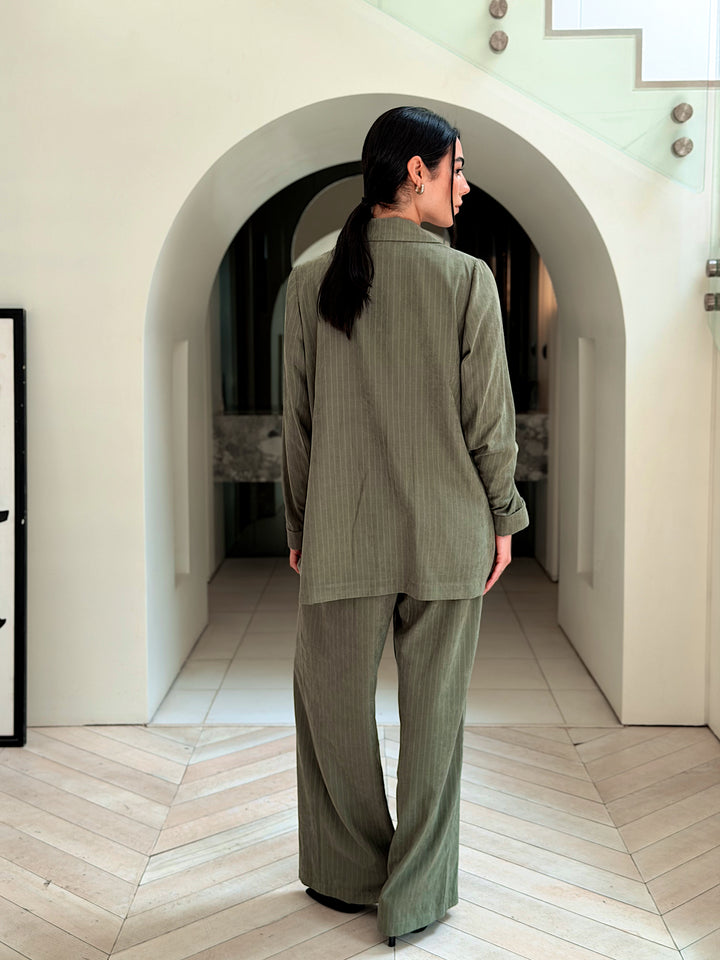 Striped Easy Chic Set In Olive