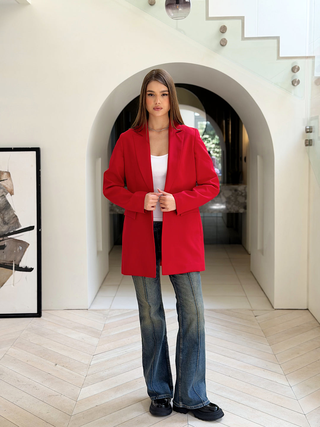 SLIM FIT RED BLAZER