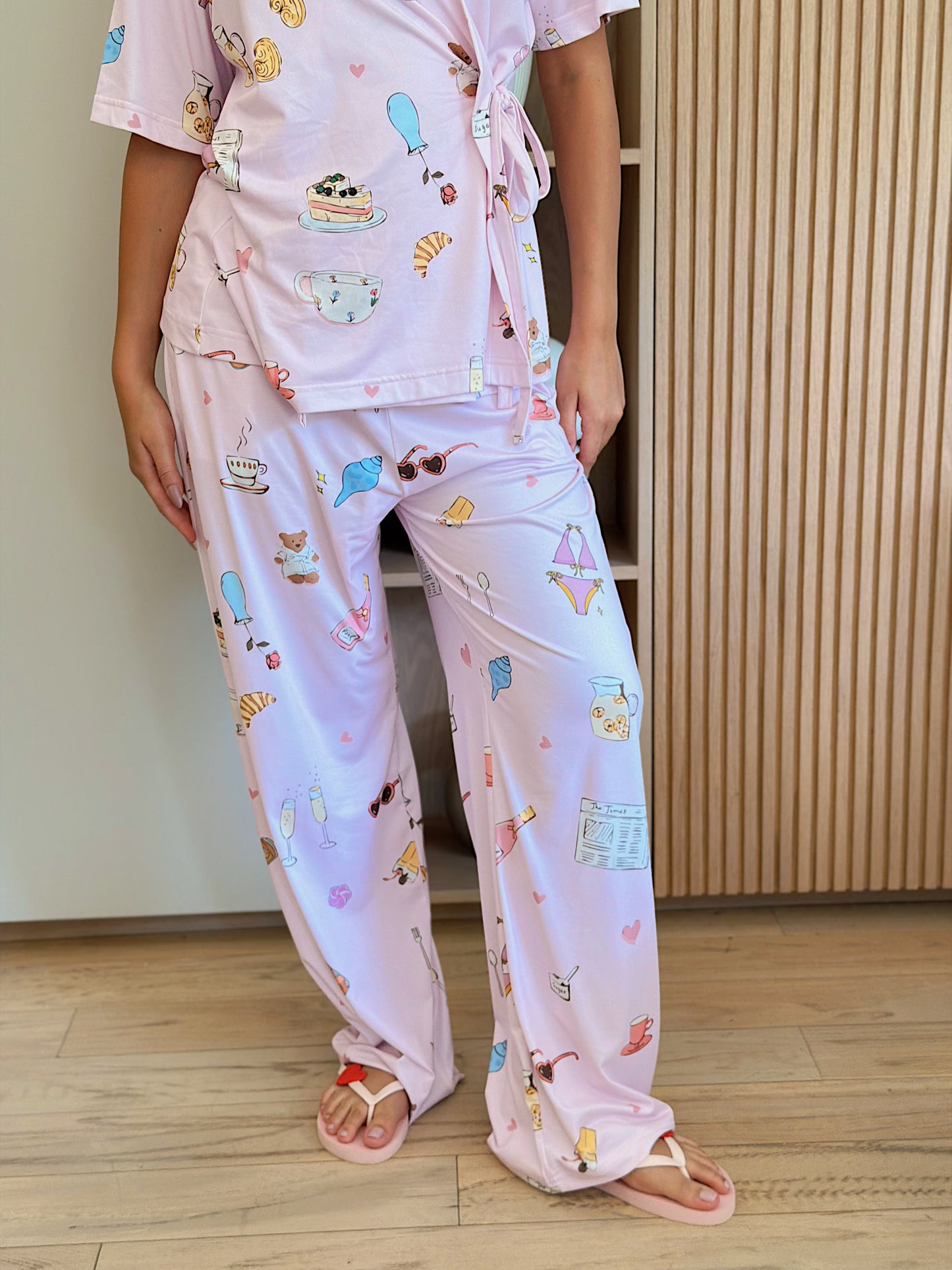 Self love cotton warp-style pajama /self love in Pink