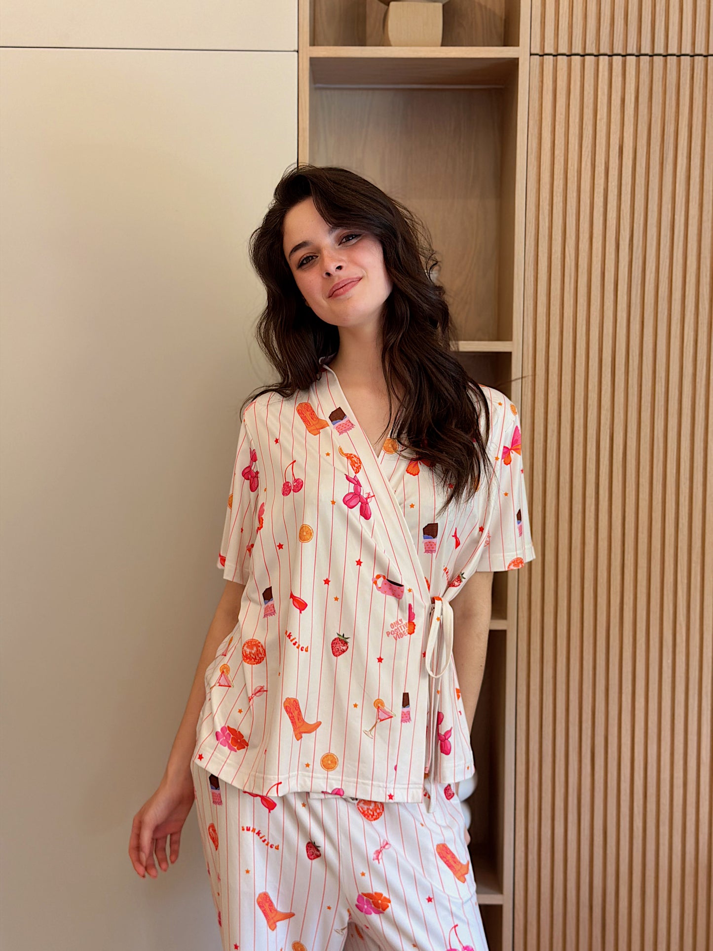 Self love cotton warp-style pajama  /Coffe