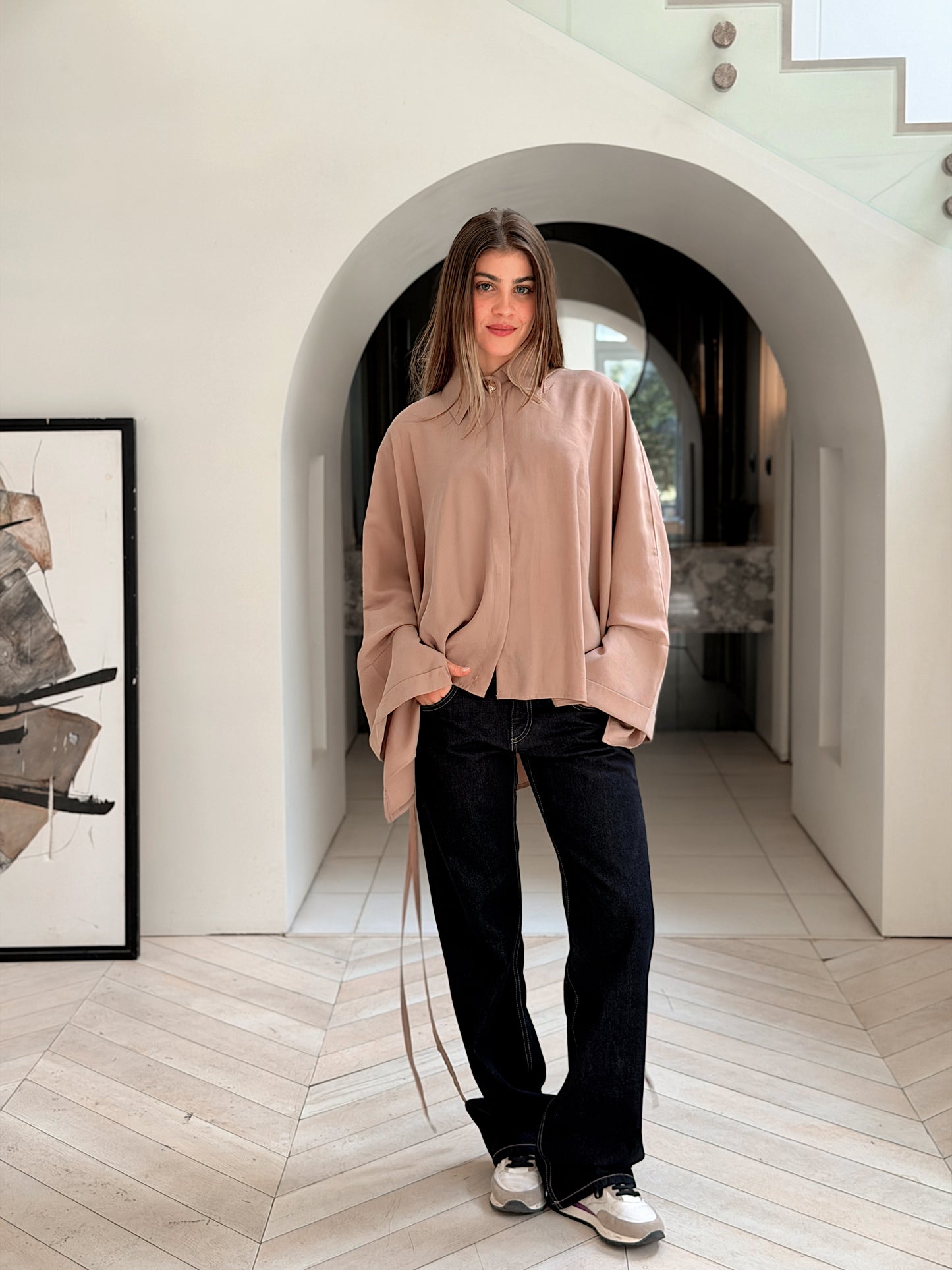 Effortless Flow blouse in Beige