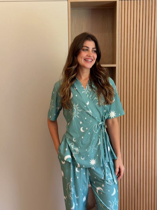 Self love cotton warp-style pajama  /Moon