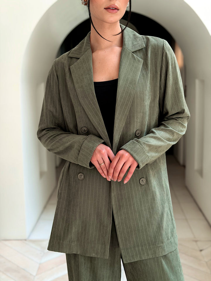 Striped Easy Chic Set In Olive