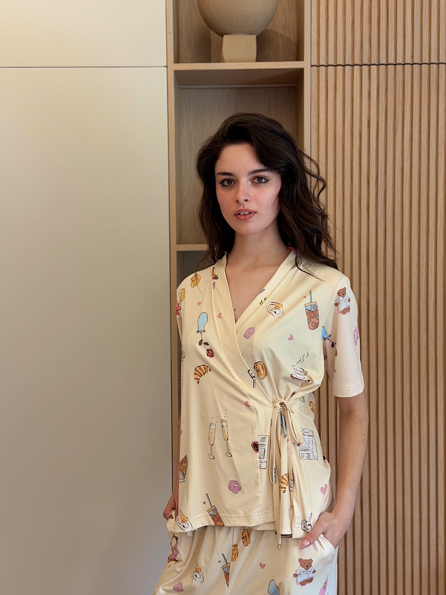 Self love cotton warp-style pajama/self love in yellow
