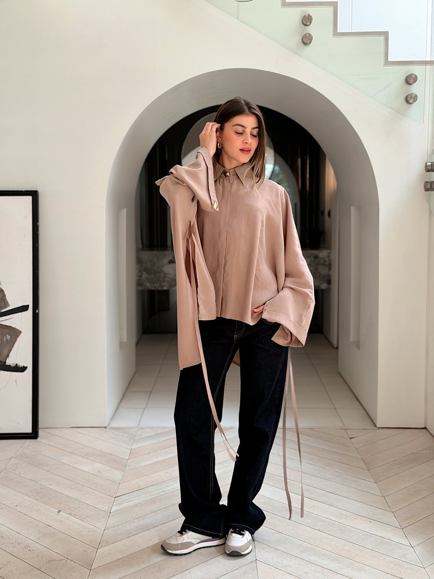 Effortless Flow blouse in Beige