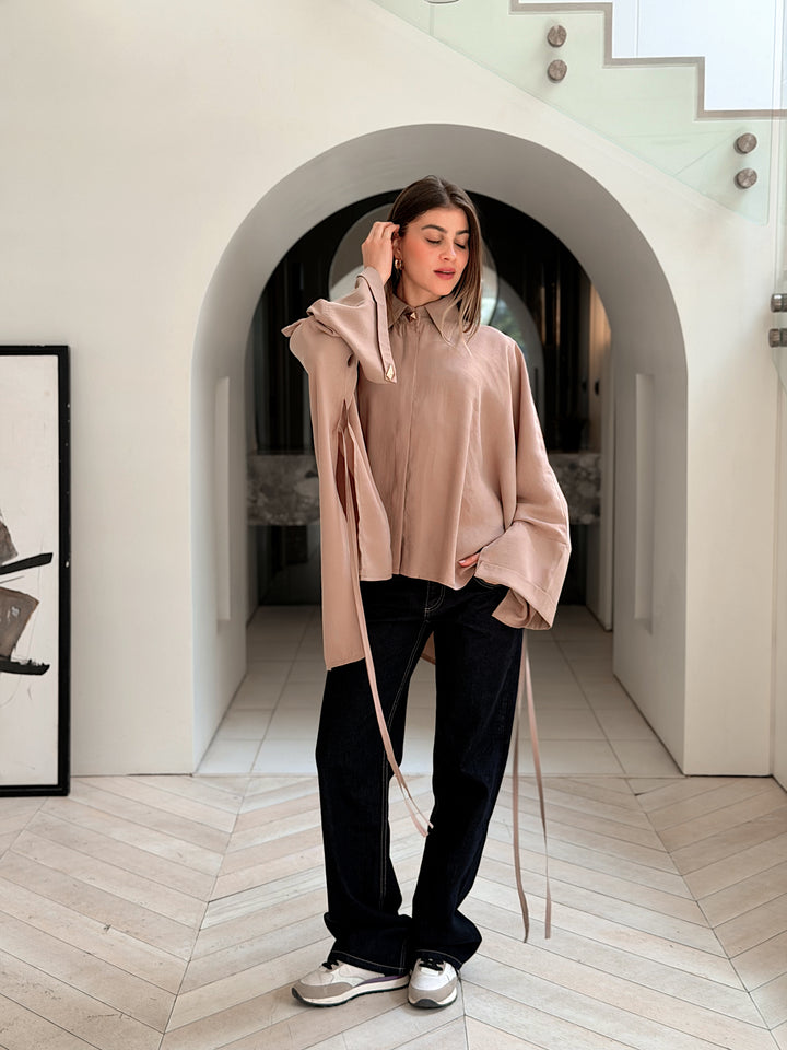 Effortless Flow blouse in Beige