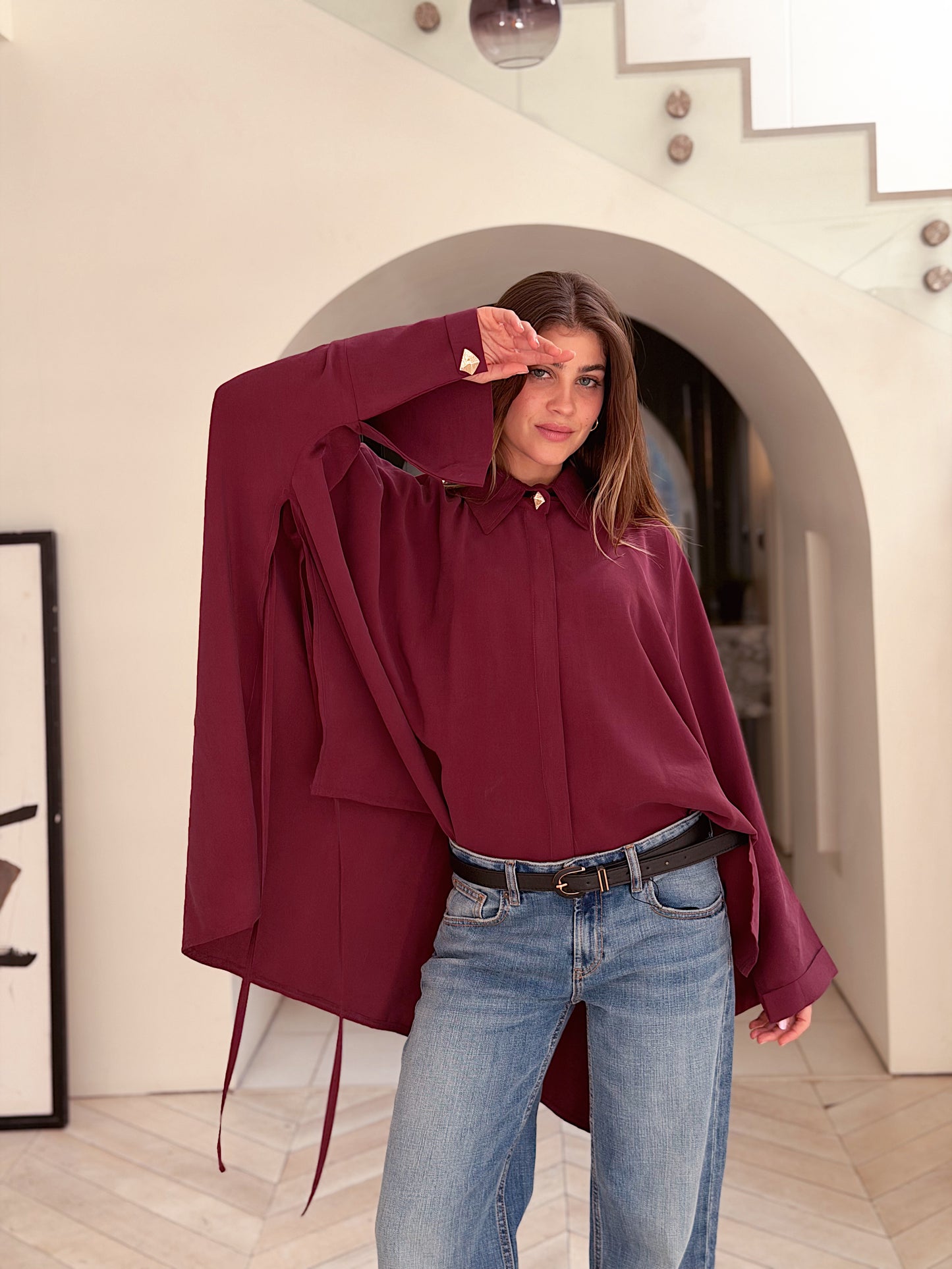 Effortless Flow blouse in Burgundy