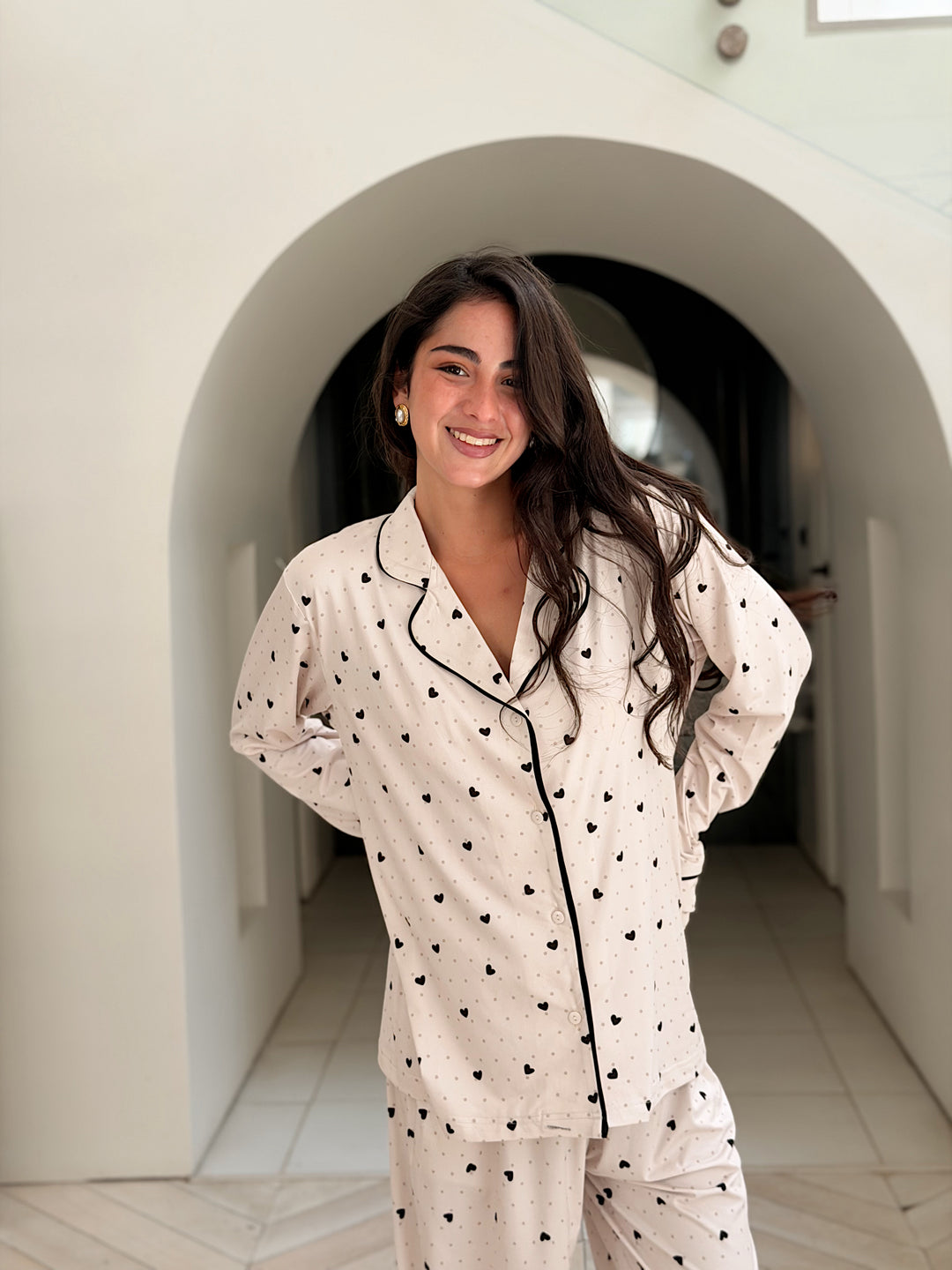 Self love cotton / little heart in Beige pajama only