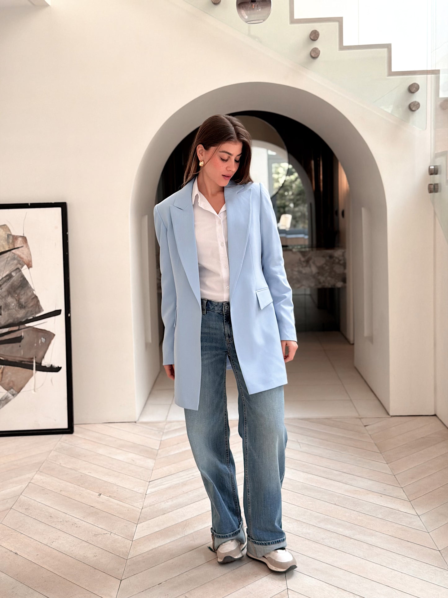 Slim fit sky blue blazer