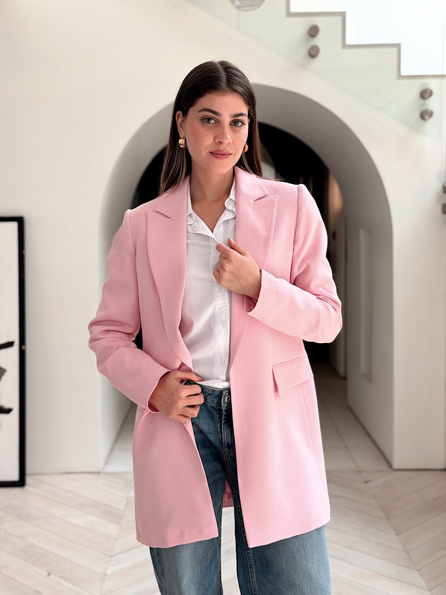 Slim fit pink blazer