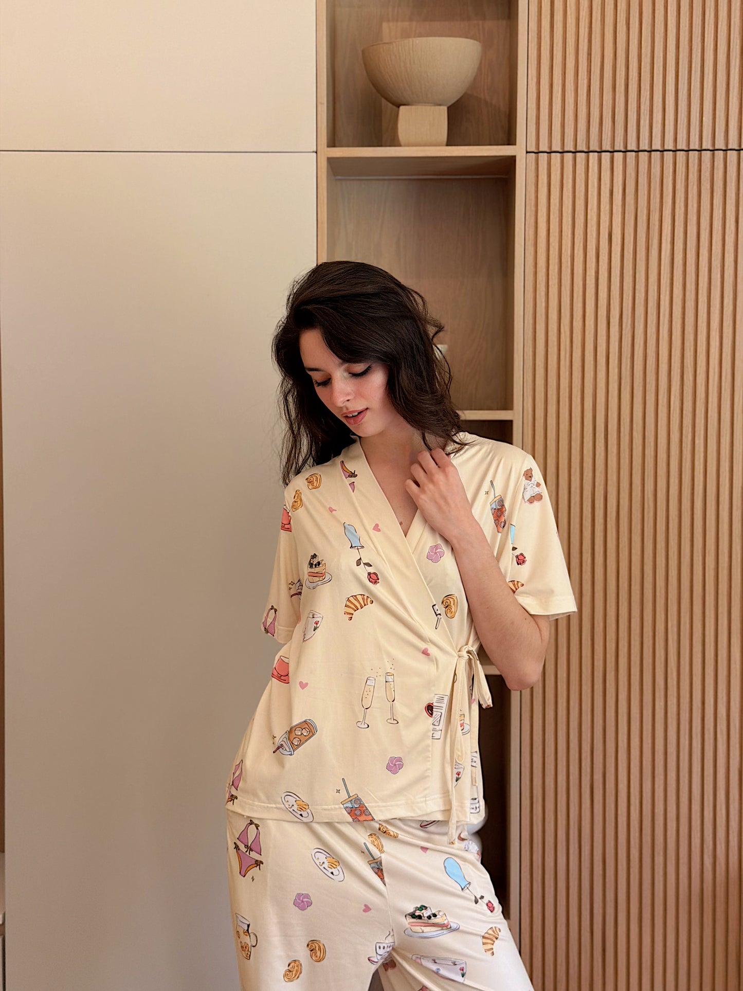 Self love cotton warp-style pajama/self love in yellow
