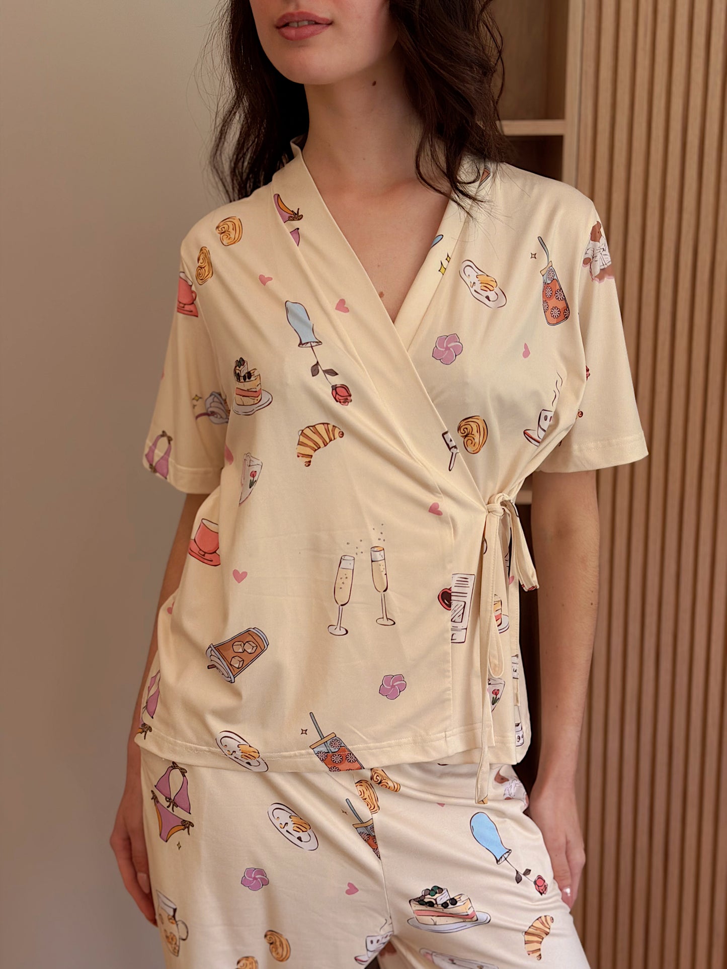Self love cotton warp-style pajama/self love in yellow