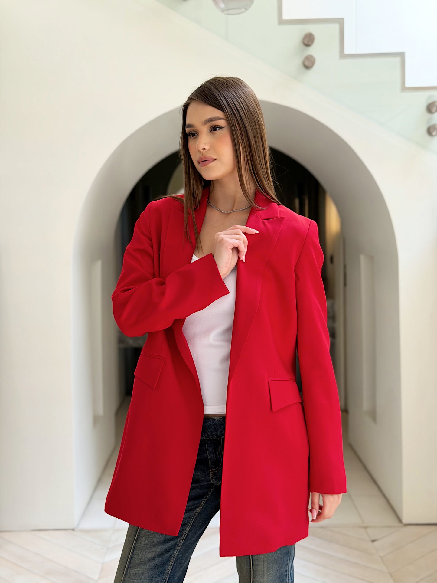 SLIM FIT RED BLAZER