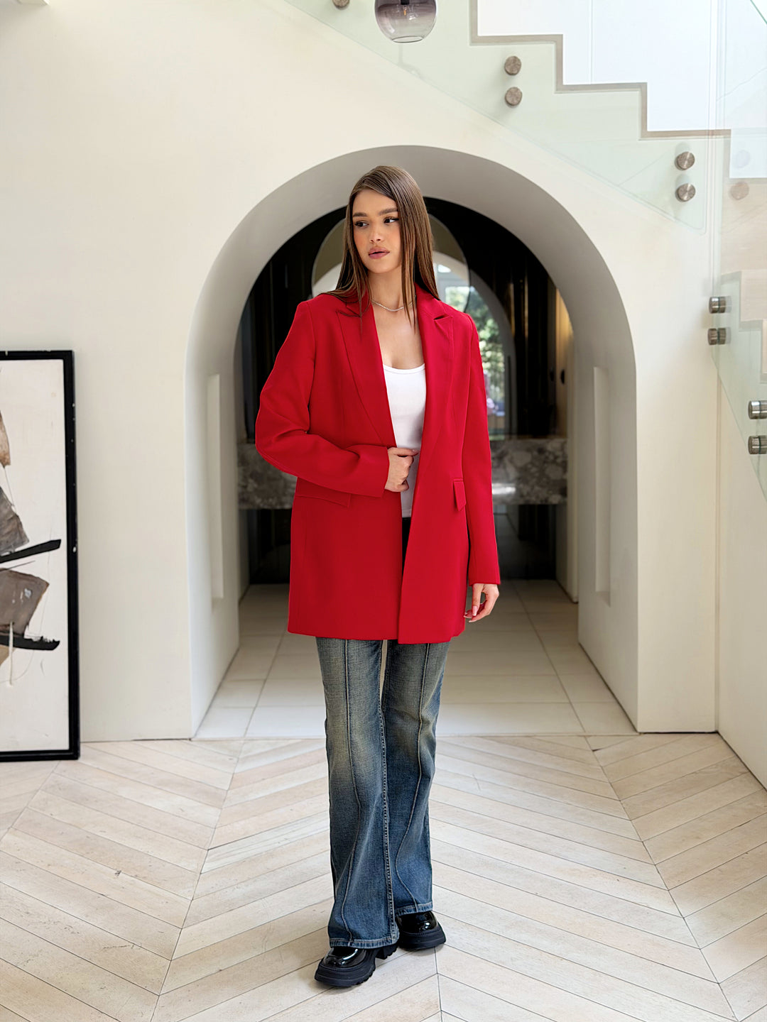 SLIM FIT RED BLAZER