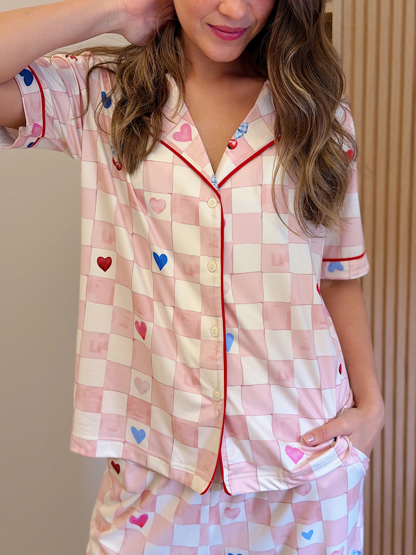Self love cotton Button -up pajama / sweetest in Pink