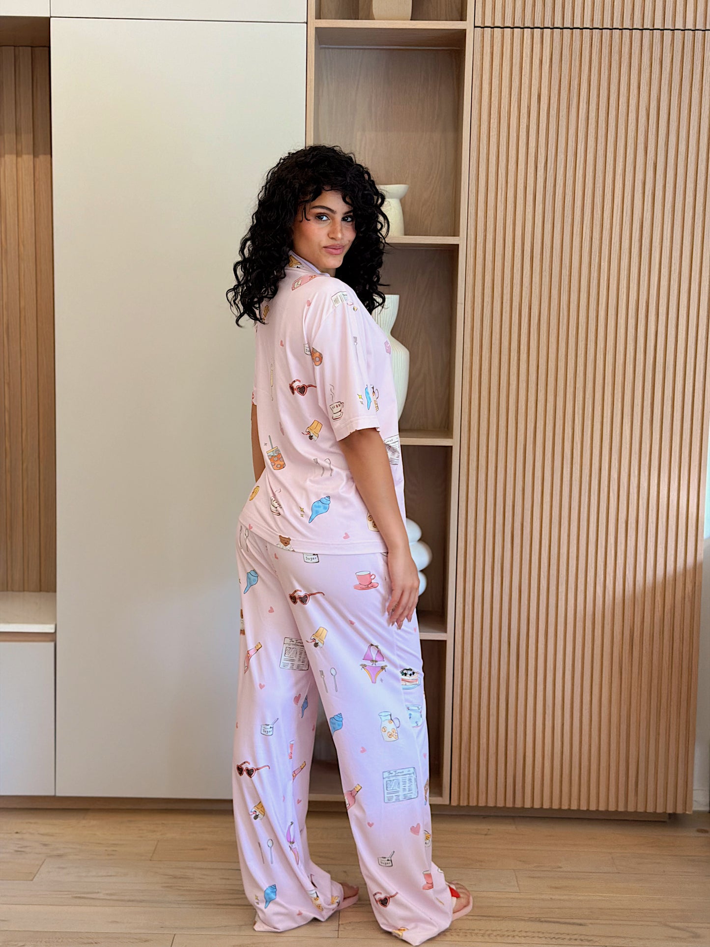 Self love cotton warp-style pajama /self love in Pink