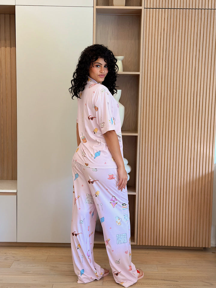 Self love cotton warp-style pajama /self love in Pink