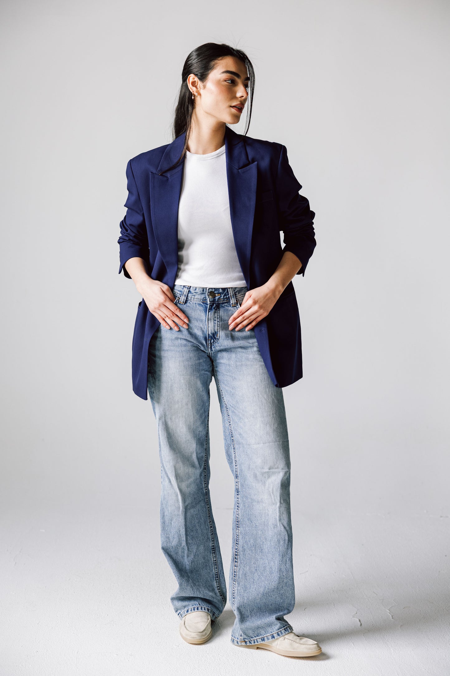 Oversized Statement Blazer In Navy Blue