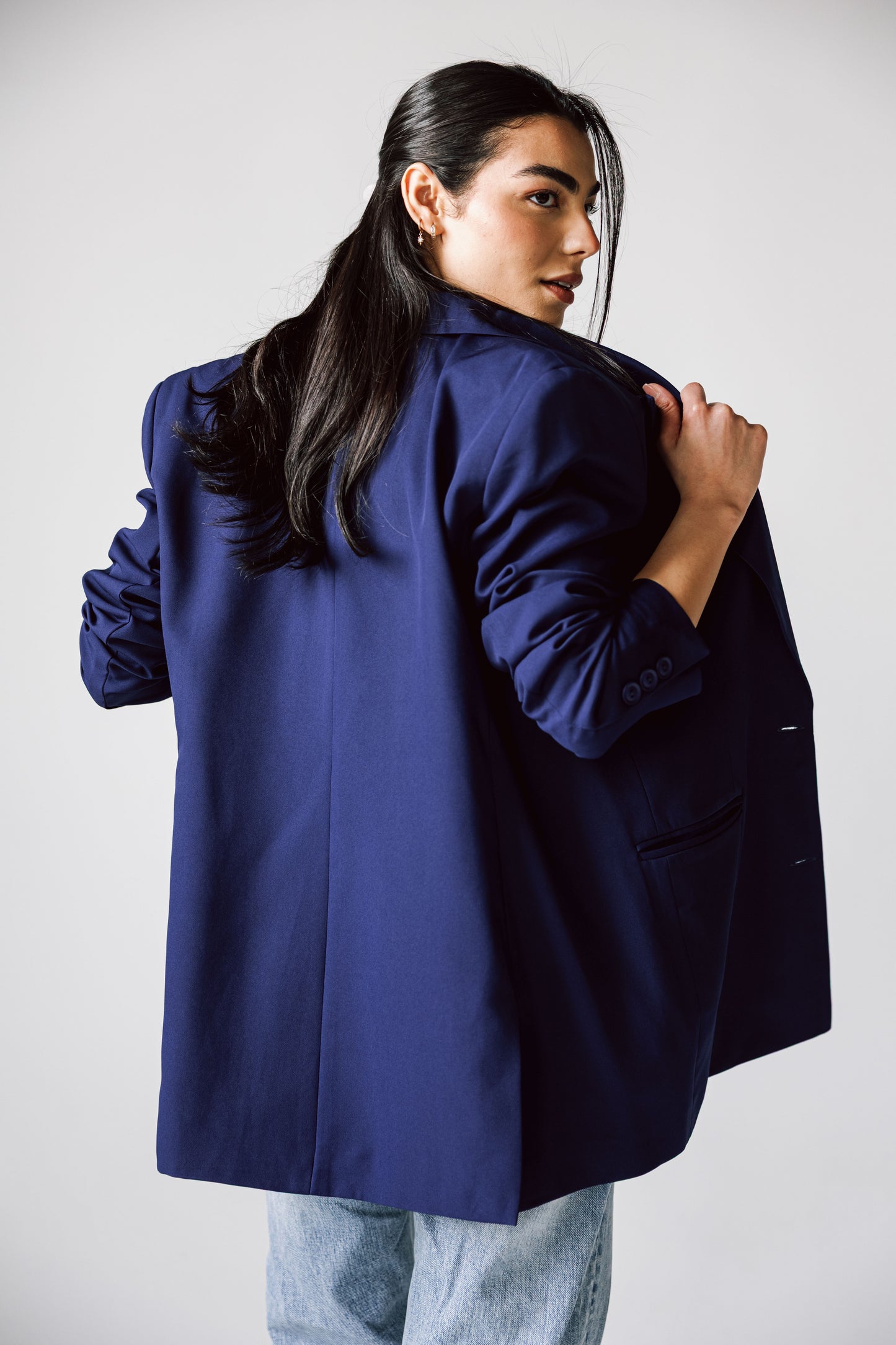 Oversized Statement Blazer In Navy Blue